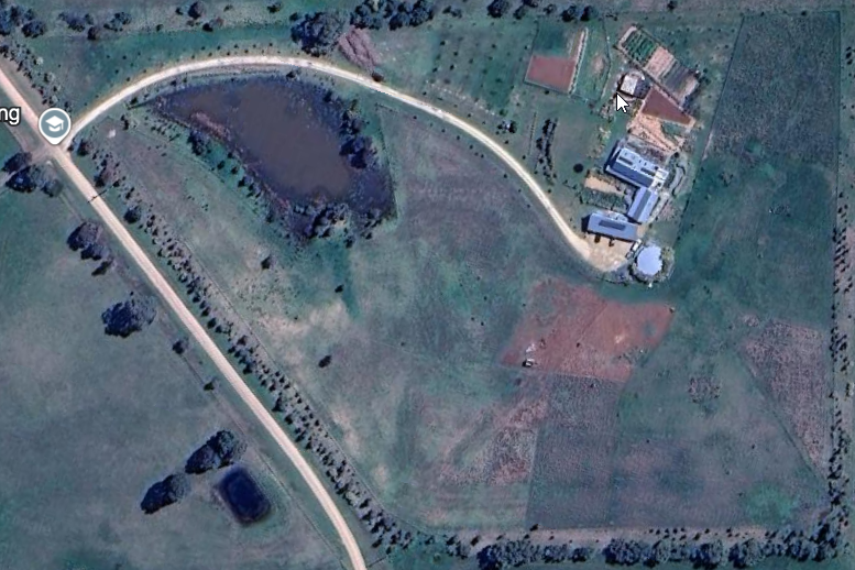 Developed Eganstown farm landscape in Google Earth imagery